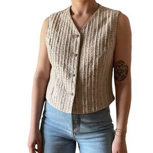 Vintage 1990s Liz Sport Lavender Floral V Neck Vest Sportcoat Tank Blouse Sz M